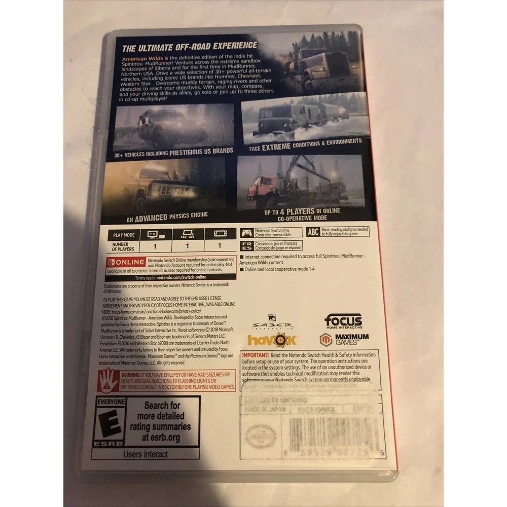 MudRunner American Wilds Nintendo Switch Video Game Spintires Focus Home